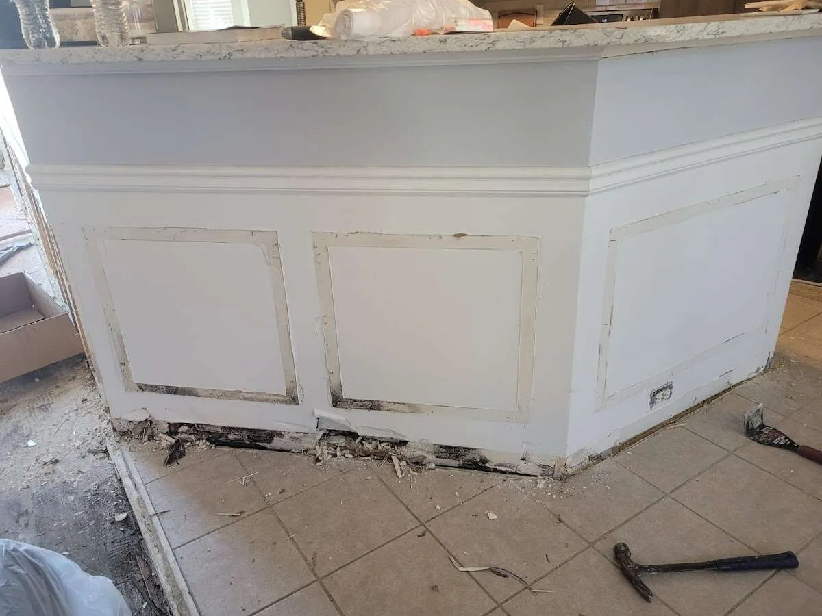 Water damage and mold on kitchen during Storm Damage Restoration in Hoboken